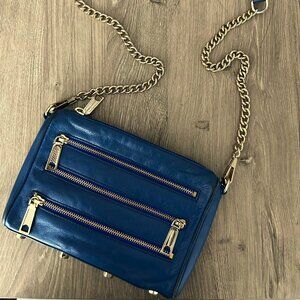 Rebecca Minkoff Blue Mini 5 Zip Crossbody Leather Bag